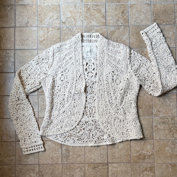 Anthropologie Angel Of The North Odense Cardigan Crocheted Bolero Sweater Topper - Picture 1 of 12